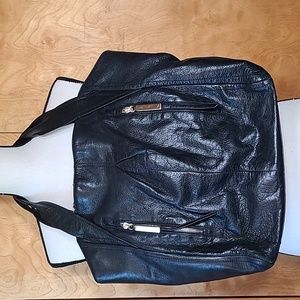 Elegant Black Leather Tote Bag